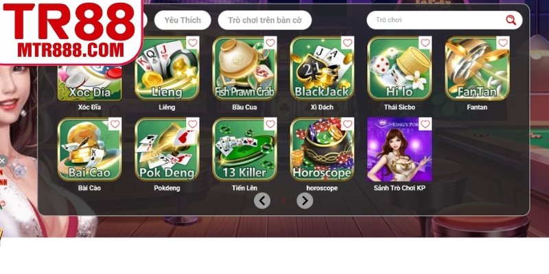 Top trò chơi hấp dẫn nhất trong game bài TR88