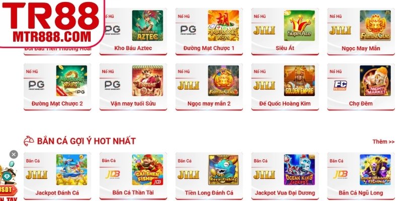 Chọn trò chơi TR88 yêu thích